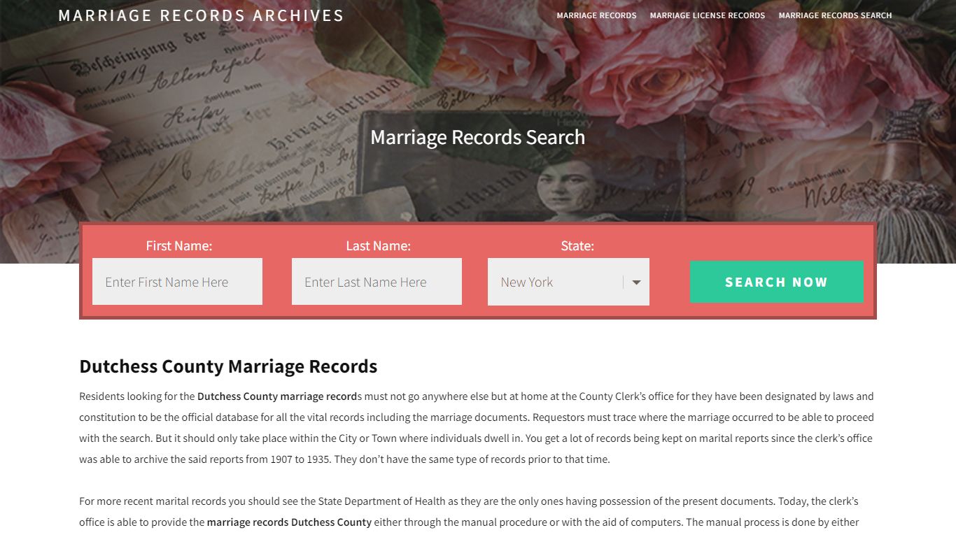 Dutchess County Marriage Records